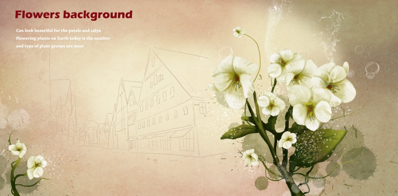 黄色系手绘花朵明信片图片