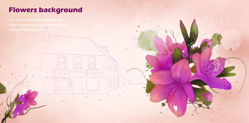 粉红色系手绘花朵明信片图片大全