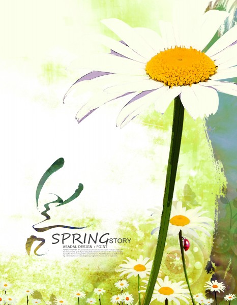 绿色韩国花朵背景图片