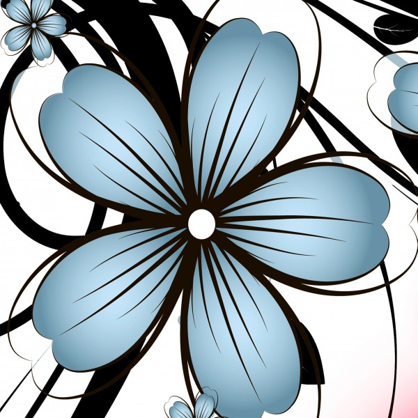 蓝色花朵三联挂画图片