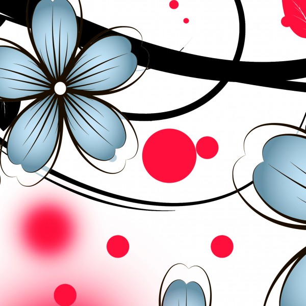 蓝色花朵三联挂画图片