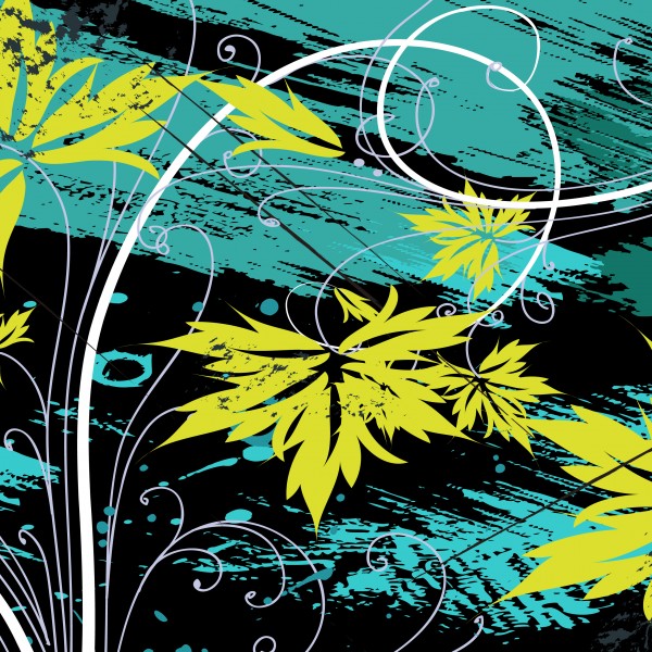 蓝色花朵三联挂画图片