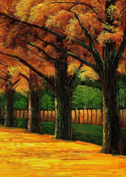 油画风景家居三联画高清图片