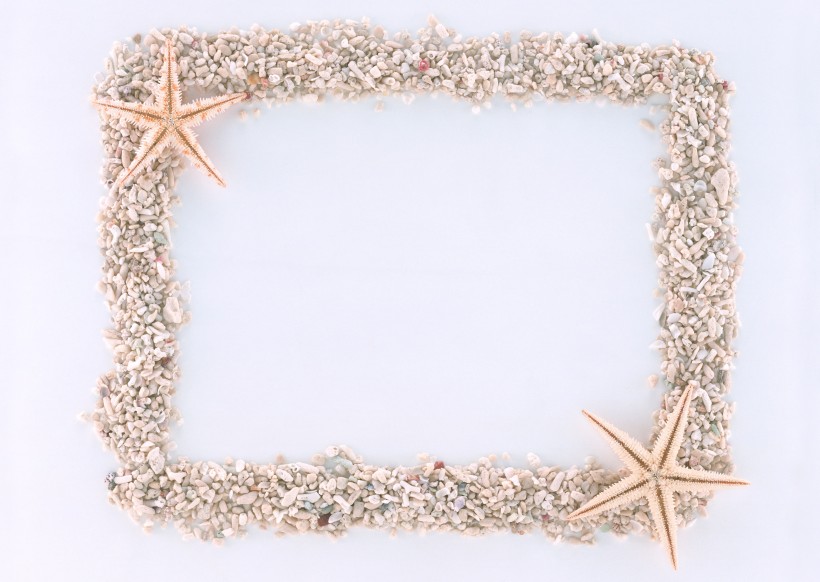 海洋气息贝壳石头边框图片