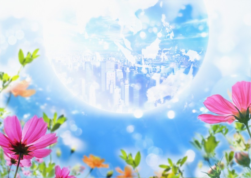 花朵和地球设计图片
