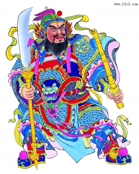 威武的门神彩绘图片