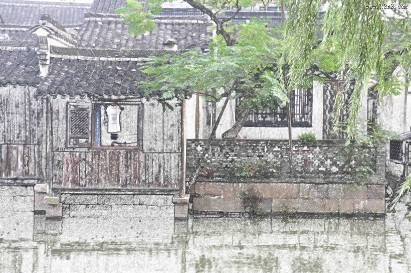 彩笔画乌镇图片大全