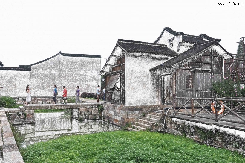 彩笔画乌镇图片大全