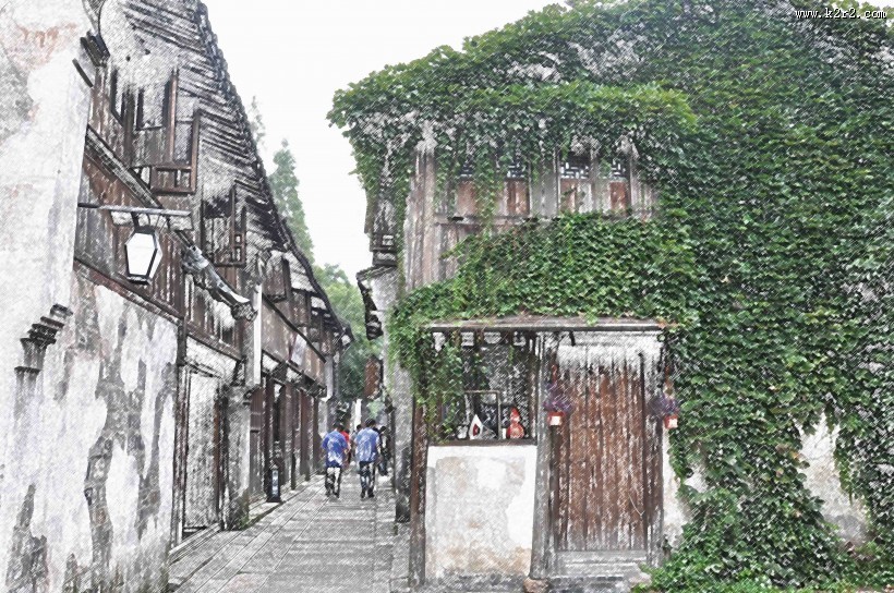 彩笔画乌镇图片大全