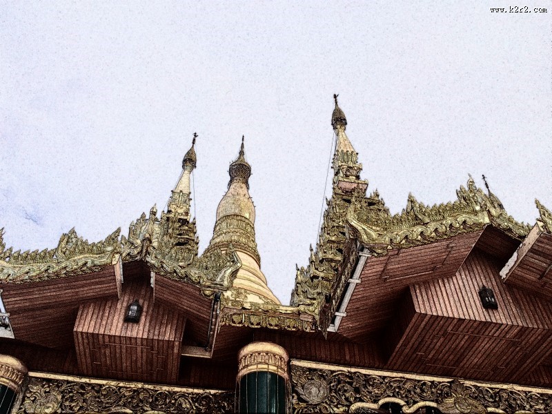 缅甸风情素描图片