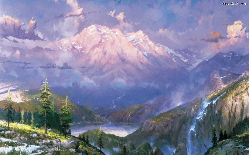 清新油画美景图片