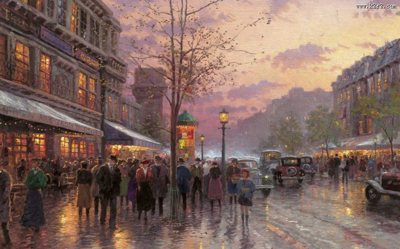 清新油画美景图片