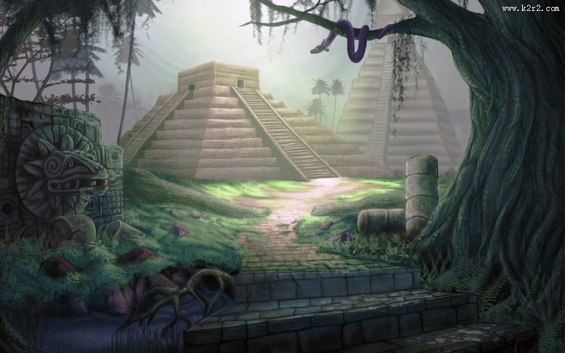 清新油画美景图片