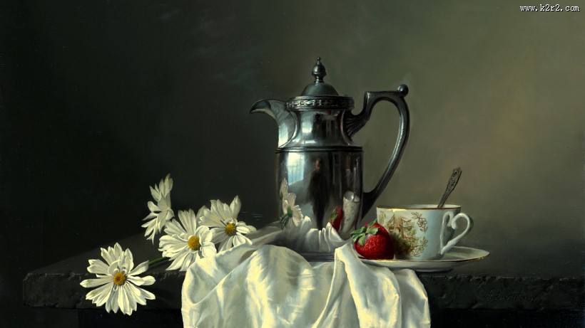 花卉油画静物背景图片