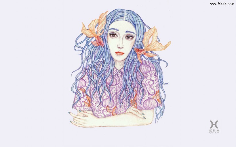 手绘范冰冰十二星座图片