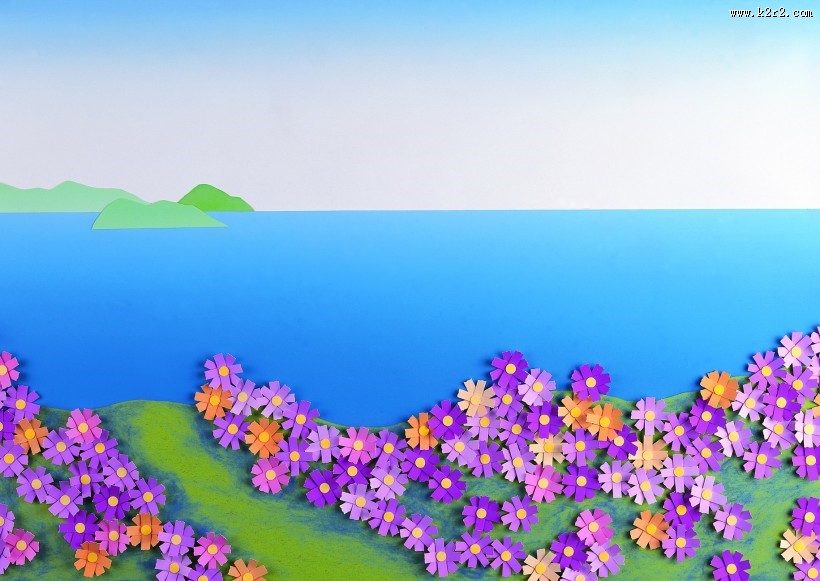 河流花朵纸雕图片