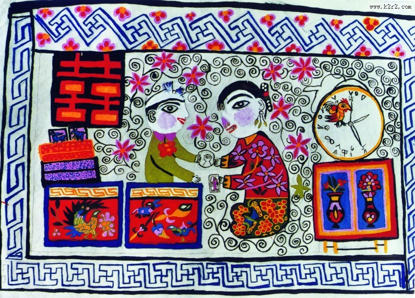 人物刺绣图案图片