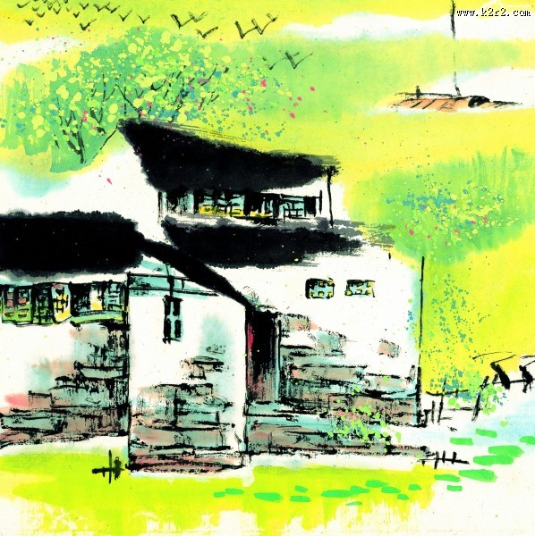 江南水乡春天水墨图片大全