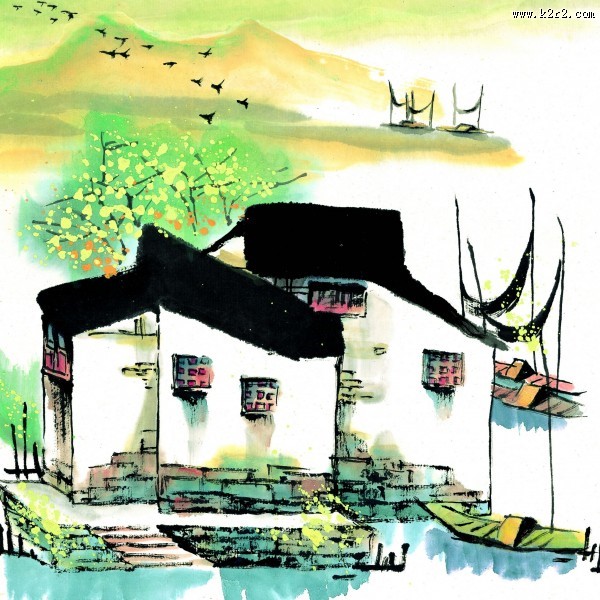 江南水乡春天水墨图片大全