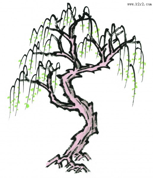 水墨柳树图片