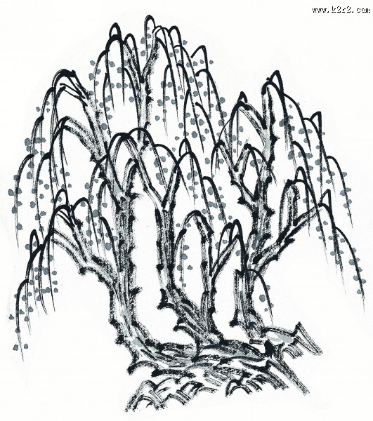 水墨柳树图片