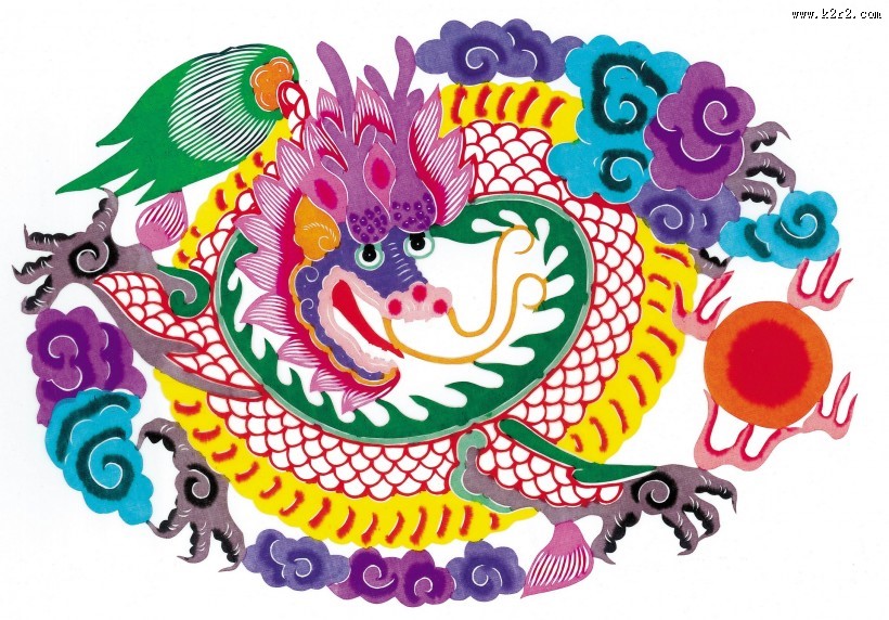 水彩吉祥动物剪纸图片