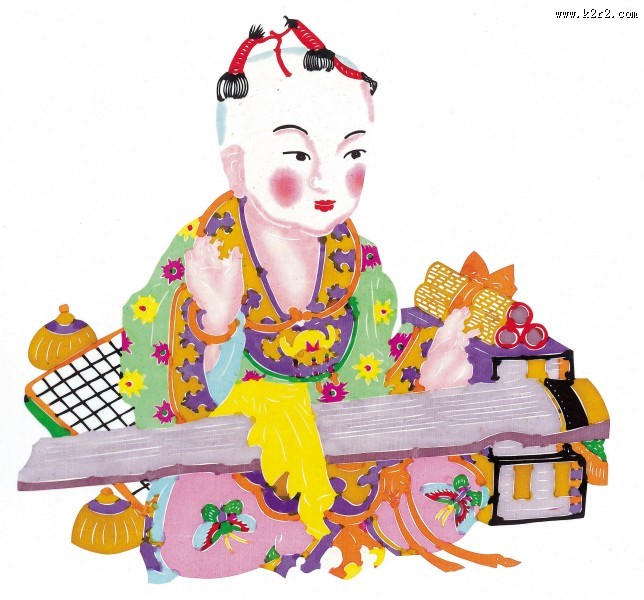 水彩人物年画图片