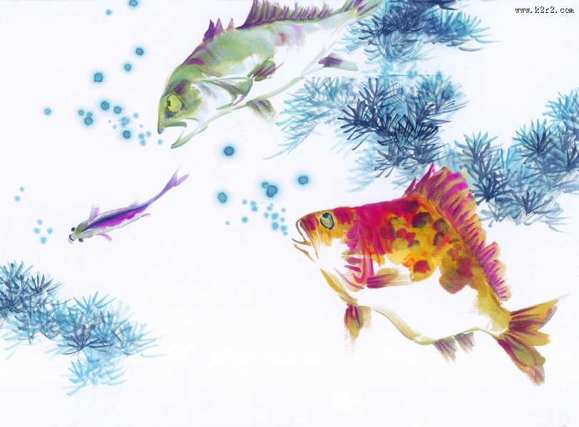国画鱼图片
