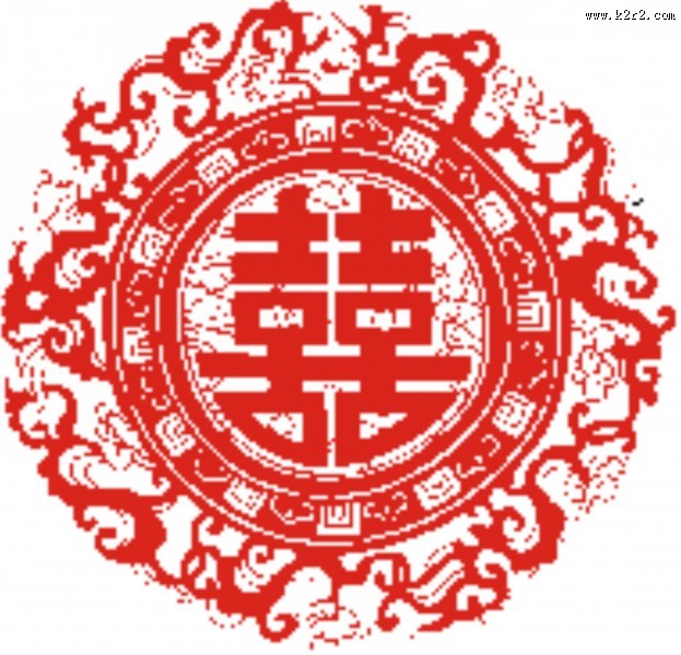 红双喜剪纸图片