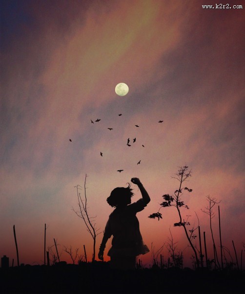 月光下的人影图片