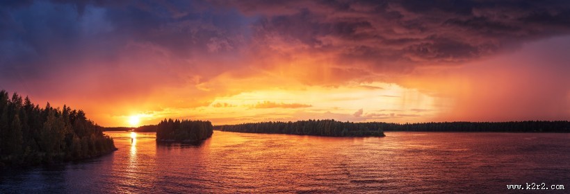 橙红色的夕阳图片