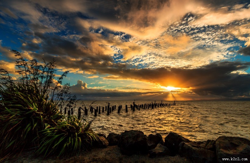 美丽的夕阳海景图片