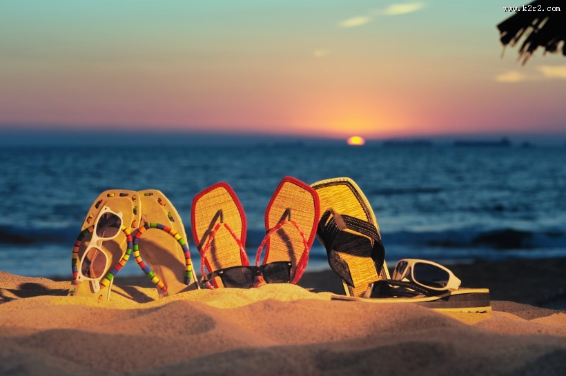 黄昏的大海夕阳风景图片