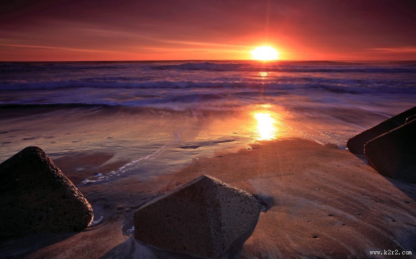 黄昏的大海夕阳风景图片