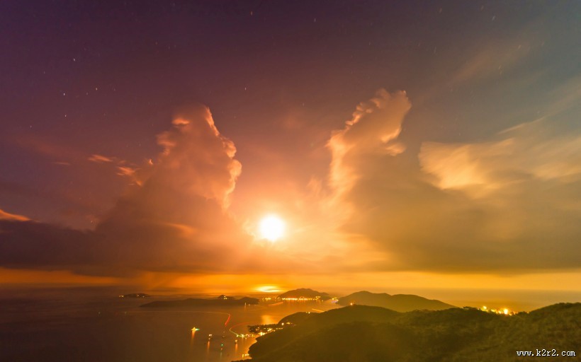 黄昏的大海夕阳风景图片