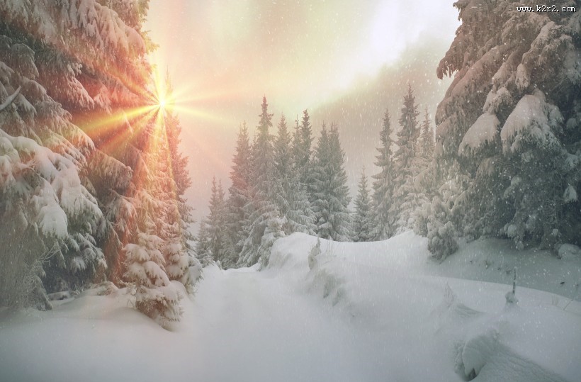 北方山林雪景图片