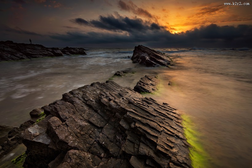 海岸黄昏景色图片