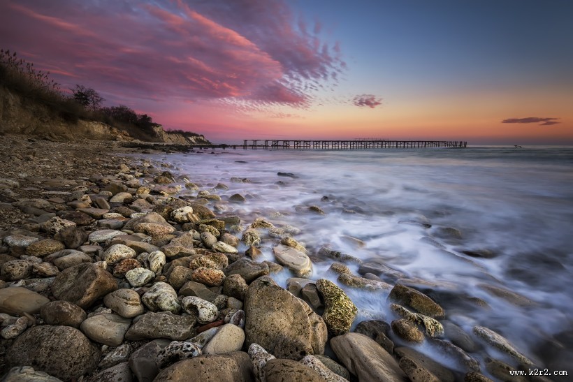 海岸黄昏景色图片