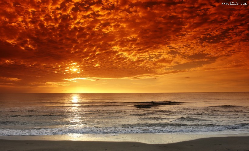 黄昏海滩风景图片