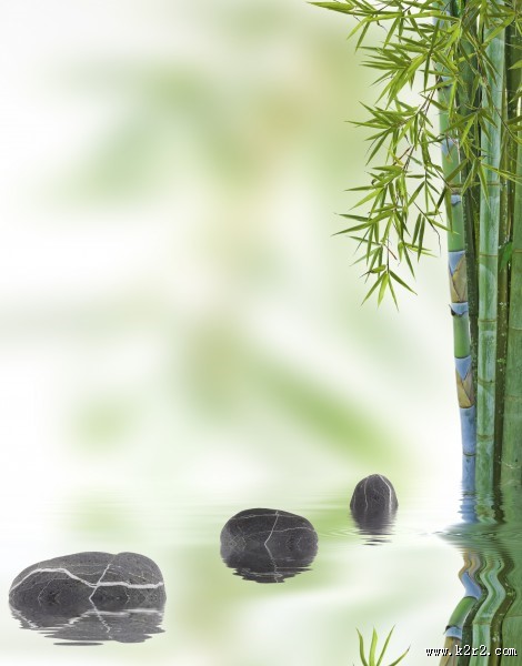 鹅卵石竹子景色图片