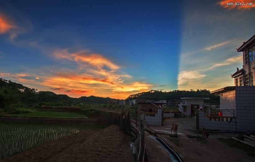 乡村的山水田园风景图片