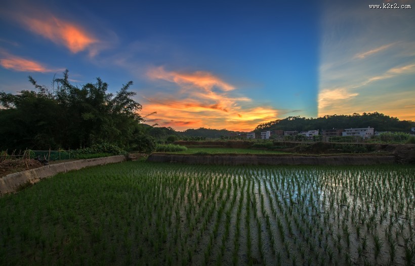 乡村的山水田园风景图片