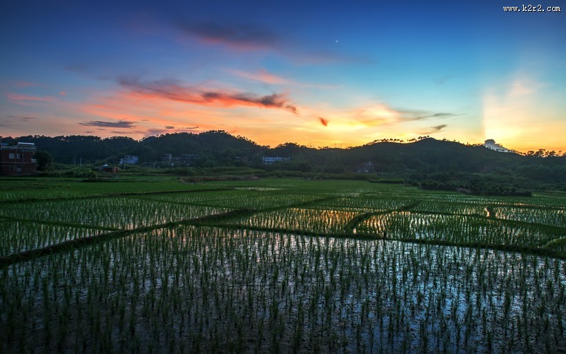 乡村的山水田园风景图片