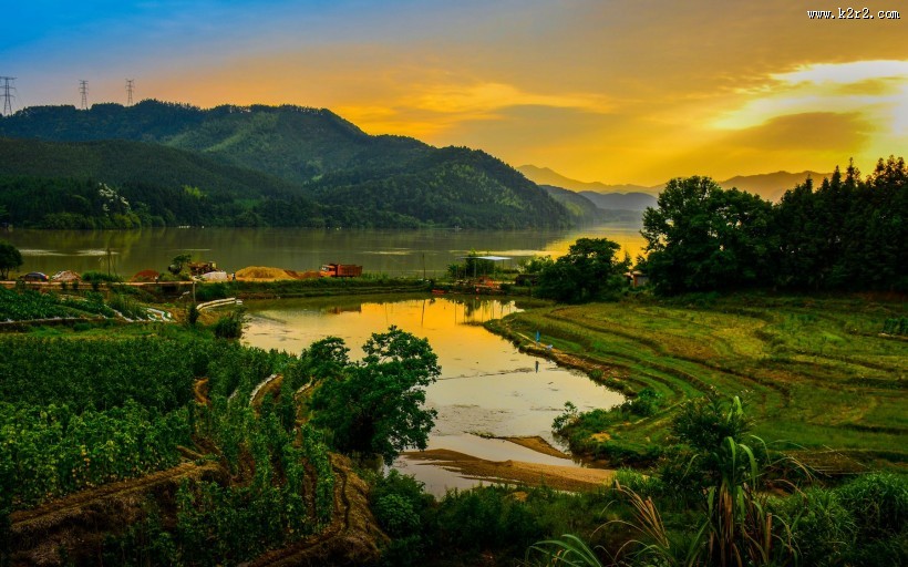 黄昏的田园图片