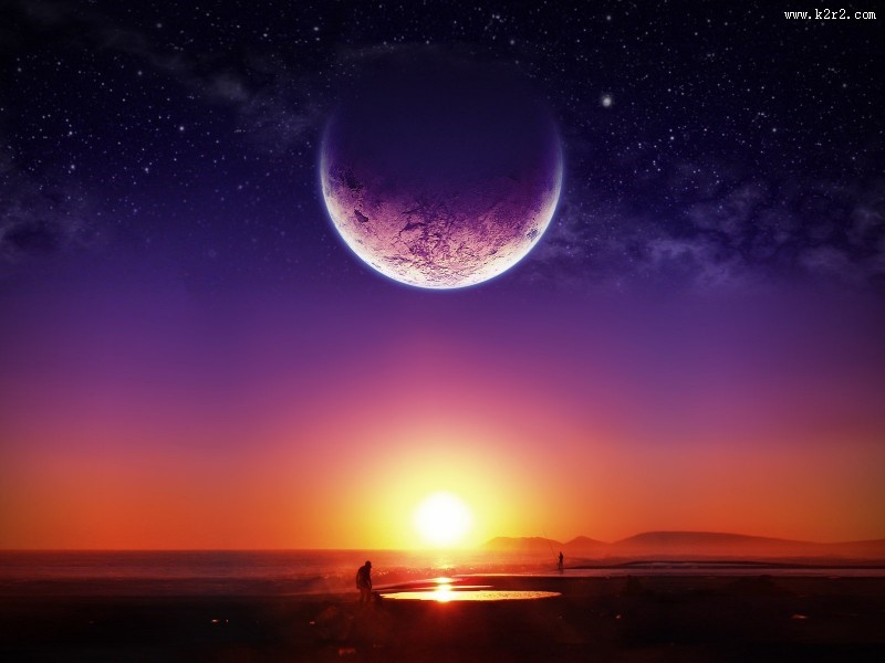 星空中的月亮和宇宙中的月球图片