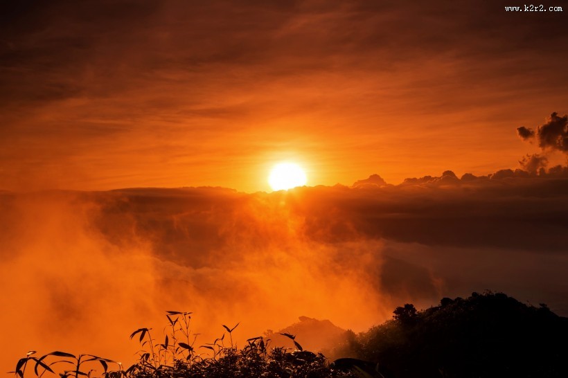 唯美火烧云风景图片