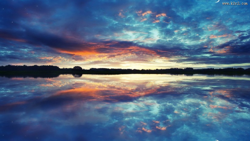 唯美海滩边日落图片