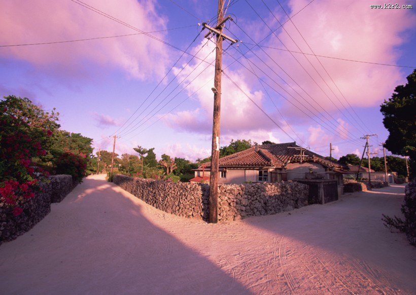 海边落日唯美紫霞图片