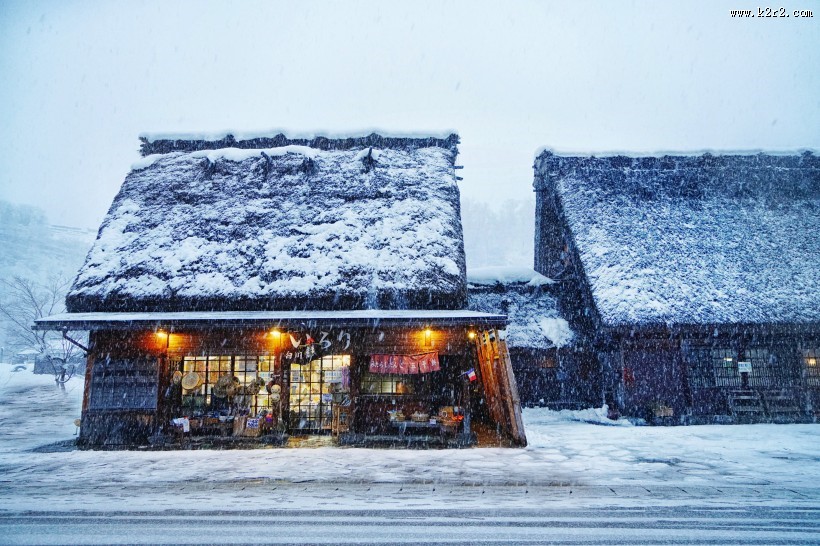 日本白川乡雪景风景图片