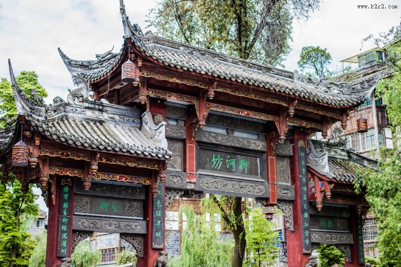 四川都江堰古老建筑风景图片